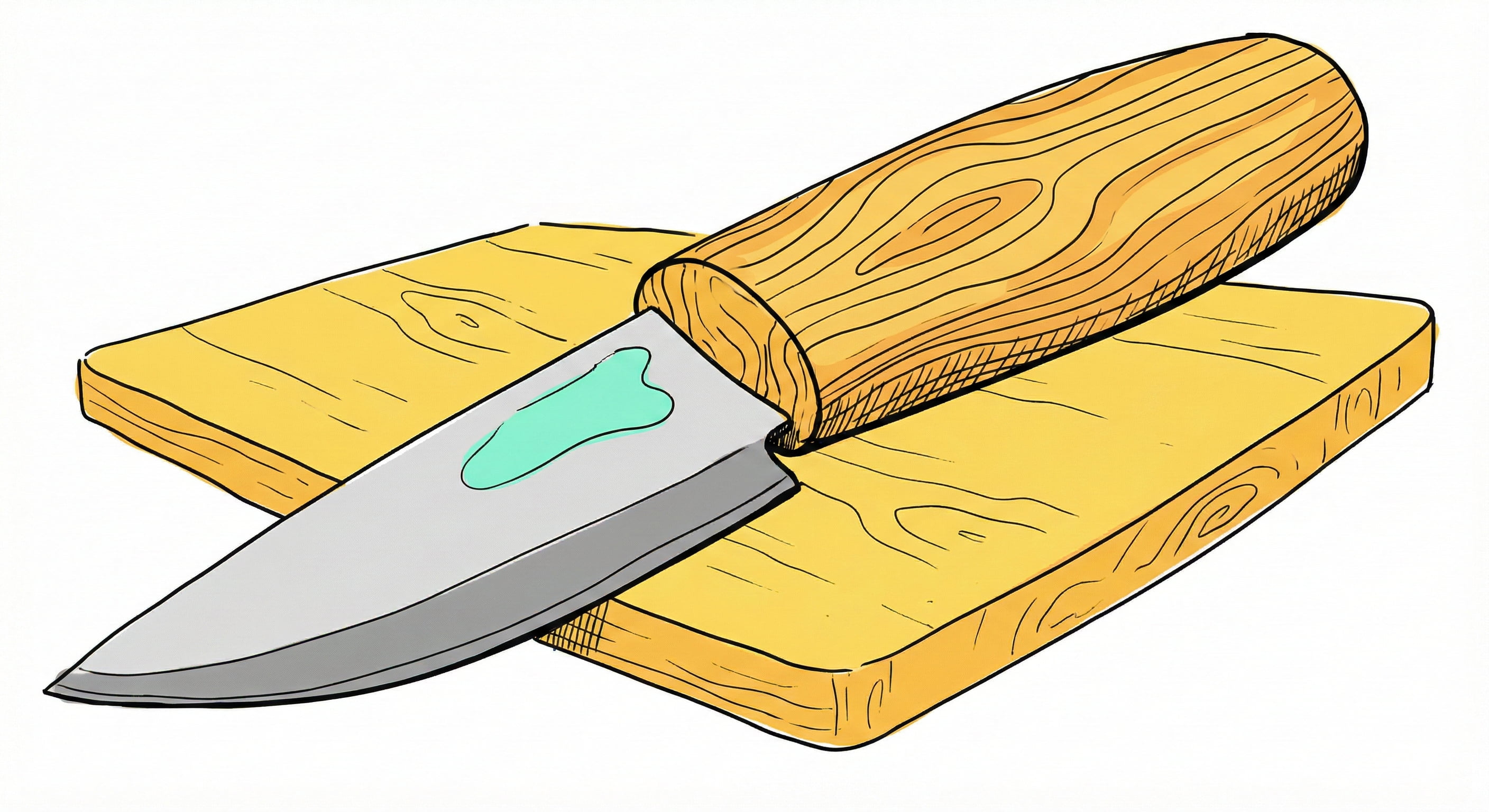 A kitchen knife resting safely on a cutting board